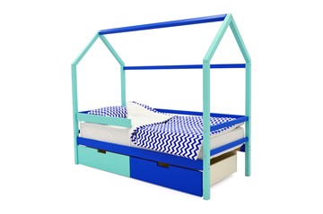 Кровать-домик детская Svogen синий-мятный в Улан-Удэ
