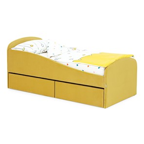 Кровать в детскую с ящиками Letmo 190х80 горчичный (велюр) в Улан-Удэ