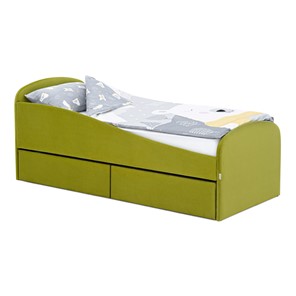 Мягкая кровать с ящиками Letmo 190х80 оливковый (велюр) в Улан-Удэ