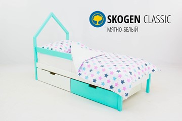 Кровать-домик детская мини Skogen белый-мятный в Улан-Удэ