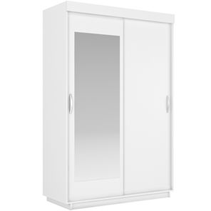 Шкаф 2-х дверный Лайт (ДСП/Зеркало) 800х595х2120, Белый Снег в Улан-Удэ