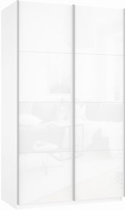 Шкаф 2-дверный Прайм (Белое стекло/Белое стекло) 1200x570x2300, белый снег в Улан-Удэ