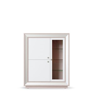 шкаф 3-х дверный (1 стеклодверь) низкий Прато 1179, Ясень светлый \ жемчуг в Улан-Удэ