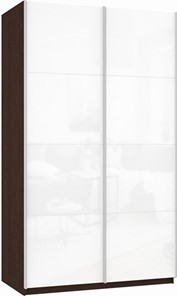 Шкаф 2-х створчатый Прайм (Белое стекло/Белое стекло) 1400x570x2300, венге в Улан-Удэ