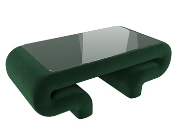 Стеклянный столик в гостиную Волна, зеленый (велюр) в Улан-Удэ