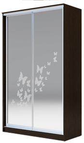 Шкаф 2-х створчатый 2400х1200х620 два зеркала, "Бабочки" ХИТ 24-12-66-05 Венге Аруба в Улан-Удэ