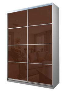 Шкаф 2-х дверный MAX МШ-23-6-16-22, Профиль Серебро/Цвет Белый/Oracal Шоколад в Улан-Удэ