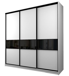 Шкаф 3-х дверный MAX МШ-25-6-24-999, Профиль Черный/Цвет Белый/Oraclal Черный в Улан-Удэ
