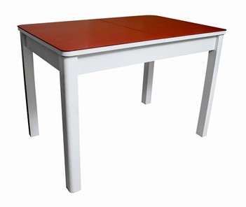 Кухонный раскладной стол Айсберг-07 СТ2, белое ЛДСП/стекло алое/прямые массив белый в Улан-Удэ