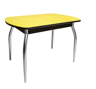 Кухонный раздвижной стол ПГ-01 СТ2, венге/желтое стекло/35 хром гнутые металл в Улан-Удэ
