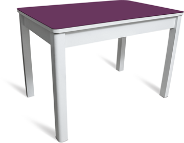 Кухонный обеденный стол Айсберг-05 СТ2, белое ЛДСП/фиолетовое стекло/40 массив белый в Улан-Удэ