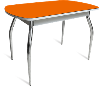Стеклянный обеденный стол ПГ-04 СТ белое/оранжевое/хром фигурные в Улан-Удэ