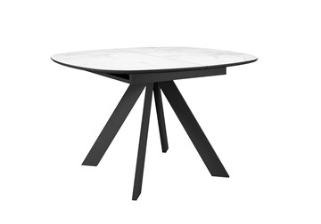 Керамический кухонный стол DikLine BK100 Керамика Белый мрамор/подстолье черное/опоры черные в Улан-Удэ