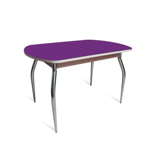 Раздвижной стол ПГ мини СТ2, дуб молочный/фиолетовое стекло/35 хром гнутые металл в Улан-Удэ