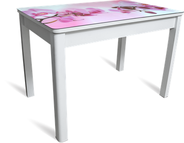 Кухонный раскладной стол Айсберг мини СТФ, белое лдсп/орхидея/40 прямые массив белые в Улан-Удэ
