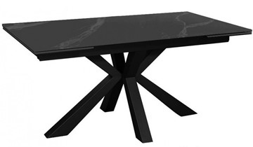 Керамический обеденный стол раздвижной DikLine SFE140 Керамика Черный мрамор/подстолье черное/опоры черные (2 уп.) в Улан-Удэ