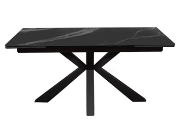 Керамический кухонный стол раздвижной DikLine SFE160 Керамика Черный мрамор/подстолье черное/опоры черные (2 уп.) в Улан-Удэ