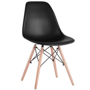 Комплект обеденных стульев 4 шт. BRABIX "Eames CF-010", пластик черный, опоры дерево/металл, 532631, 2033A в Улан-Удэ