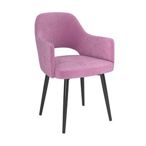 Обеденный стул Берта, велюр тенерифе розовый/Цвет металл черный в Улан-Удэ