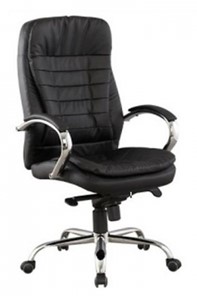 Офисное кресло ДамОфис J 9031-1 нат. кожа /хром, черный в Улан-Удэ