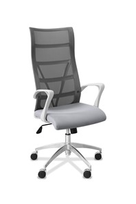 Кресло в офис Топ X белый каркас, сетка/ткань TW / серая/ серая в Улан-Удэ