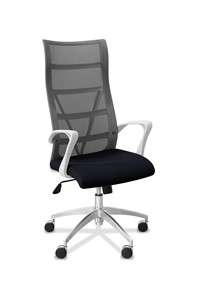 Офисное кресло для руководителя Топ X белый каркас, сетка/ткань TW / серая/черная в Улан-Удэ