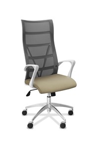 Офисное кресло Топ X белый каркас, сетка/ткань TW / серая/светло-серая в Улан-Удэ