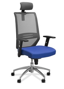Кресло для персонала Aero с подголовником, сетка/ткань TW / черная/ синяя в Улан-Удэ