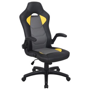 Офисное кресло BRABIX "Skill GM-005", откидные подлокотники, экокожа, черное/желтое, 532494 в Улан-Удэ
