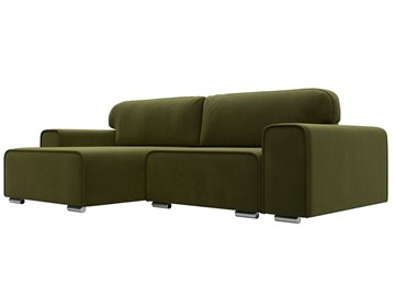 Угловой диван с оттоманкой Лига-029, Зеленый (Микровельвет) в Улан-Удэ