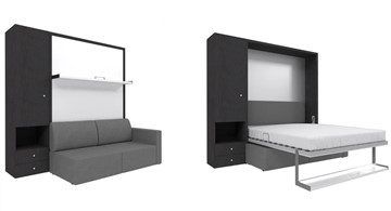 Подъемная кровать Кровать-трансформер Smart (ШЛ+КД 1400), шкаф левый, правый подлокотник в Улан-Удэ