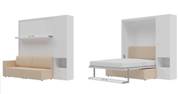 Подъемная кровать Кровать-трансформер Smart (ШП+КД 1600), шкаф правый, левый подлокотник в Улан-Удэ