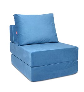 Бескаркасное кресло-кровать Окта, велюр синий в Улан-Удэ
