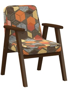 Кресло мягкое Ретро ткань геометрия коричневый, каркас орех в Улан-Удэ