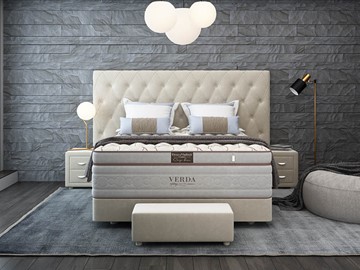 Кровать в спальню Luxe/Podium M 160х200, Флок (Велсофт Бежевый) в Улан-Удэ
