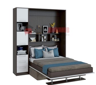 Кровать-шкаф с диваном DetalMaster Бела 1, с полкой ножкой с 1 пеналом, 1600х2000, венге/белый в Улан-Удэ