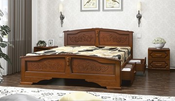 Кровать с выкатными ящиками Елена (Орех) 140х200 в Улан-Удэ