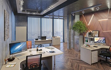 Набор мебели в офис Wave 3, 3 рабочих места и шкафы в Улан-Удэ
