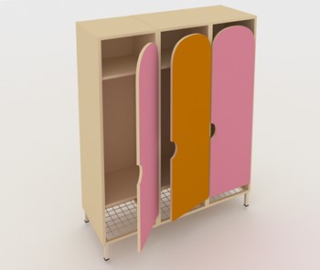 Распашной детский шкаф ШГС3 Беж + Розовый + Оранжевый в Улан-Удэ