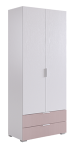 Шкаф двухдверный с ящиками Зефир 108.01 (белое дерево/пудра розовая (эмаль)) в Улан-Удэ