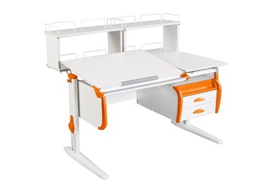 Детский стол-трансформер 1/75-40 (СУТ.25) + Polka_zz 1/600 (2 шт.) + Tumba 3  белый/белый/Оранжевый в Улан-Удэ