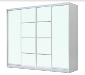 Шкаф 4-х дверный ХИТ 23-24/2-8888, с матовым стеклом, разделительные планки х2, Белый в Улан-Удэ
