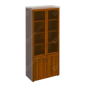 Шкаф для документов со стеклянными дверьми в рамке Мастер, темный орех (90х45х208) МТ 379 в Улан-Удэ