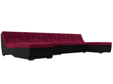 П-образный диван Монреаль, Бордовый\Черный (Микровельвет\Экокожа) в Улан-Удэ