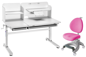 Комплект парта + кресло Iris II Grey + Cielo Pink + чехол для кресла в подарок в Улан-Удэ