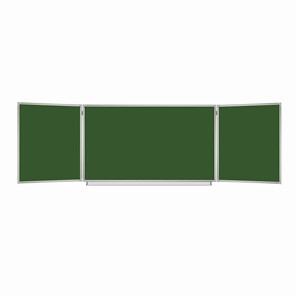 Доска для мела магнитная 3-х элементная 100х150/300 см, 5 рабочих поверхностей, зеленая, BRAUBERG, 231707 в Улан-Удэ