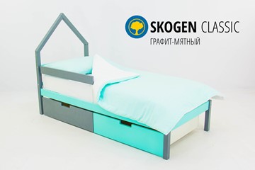 Кровать-домик в детскую мини Skogen графит-мятный в Улан-Удэ - предосмотр