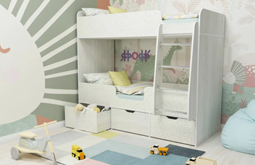 Детская двухъярусная кровать Малыш двойняшка 70х160, корпус Винтерберг, фасад Фейритейл в Улан-Удэ - предосмотр