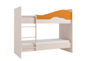 Двухъярусная детская кровать Мая с 2 ящиками на щитах, корпус Млечный дуб, фасад Оранжевый в Улан-Удэ - предосмотр 2