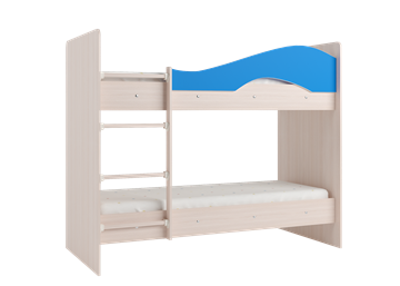 Детская двухэтажная кровать Мая с 2 ящиками на щитах, корпус Млечный дуб, фасад Синий в Улан-Удэ - предосмотр 2